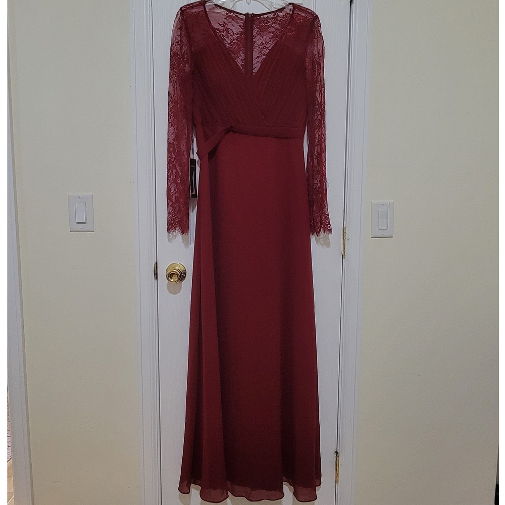 Ever-Pretty Burgundy Lace Long Sleeve Formal Evening Gown Dress MOTB